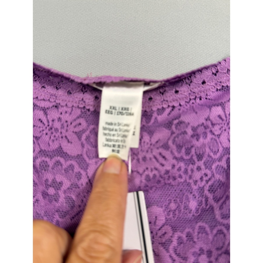 Victoria's Secret PINK Purple Floral Lace Camisole XXL Sheer Adjustable Strap - Picture 5 of 9